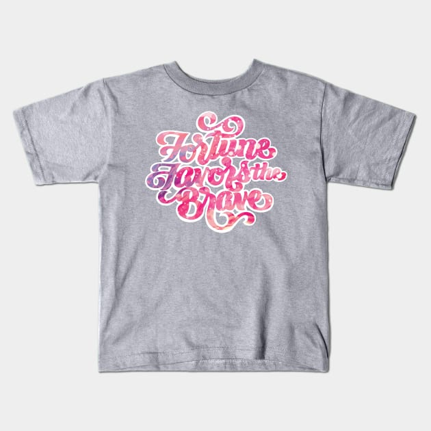 Fortune Favors the Brave Kids T-Shirt by polliadesign